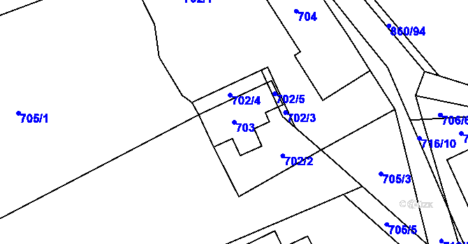 Parcela st. 703 v KÚ Skotnice, Katastrální mapa