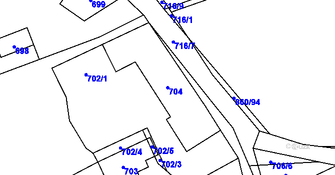 Parcela st. 704 v KÚ Skotnice, Katastrální mapa