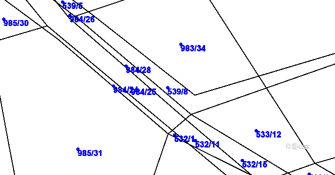 Parcela st. 539/8 v KÚ Skotnice, Katastrální mapa