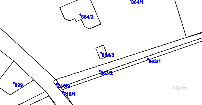 Parcela st. 864/3 v KÚ Skotnice, Katastrální mapa