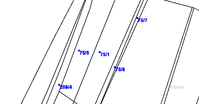 Parcela st. 75/1 v KÚ Skramníky, Katastrální mapa