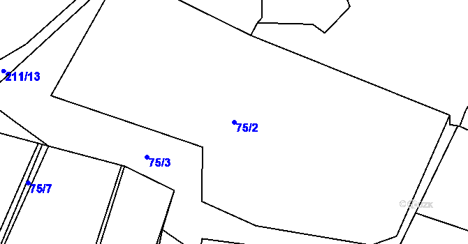 Parcela st. 75/2 v KÚ Skramníky, Katastrální mapa