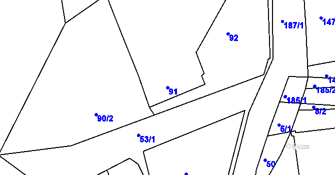 Parcela st. 91 v KÚ Skramníky, Katastrální mapa