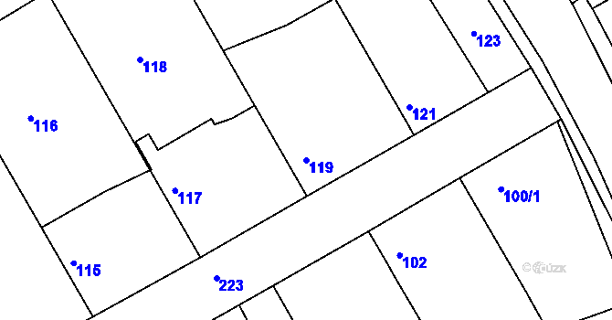 Parcela st. 119 v KÚ Skramníky, Katastrální mapa