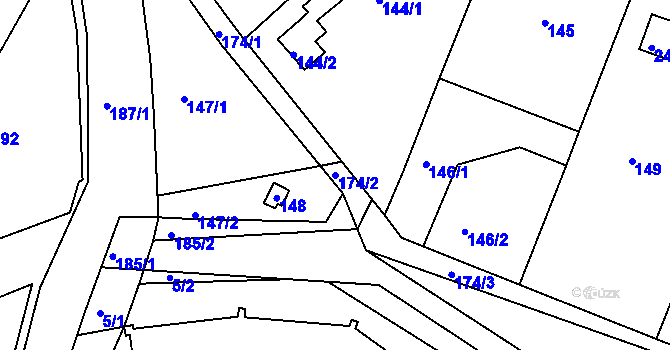 Parcela st. 174/2 v KÚ Skramníky, Katastrální mapa