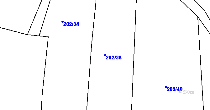 Parcela st. 202/38 v KÚ Skramníky, Katastrální mapa