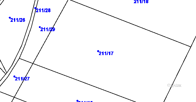 Parcela st. 211/17 v KÚ Skramníky, Katastrální mapa