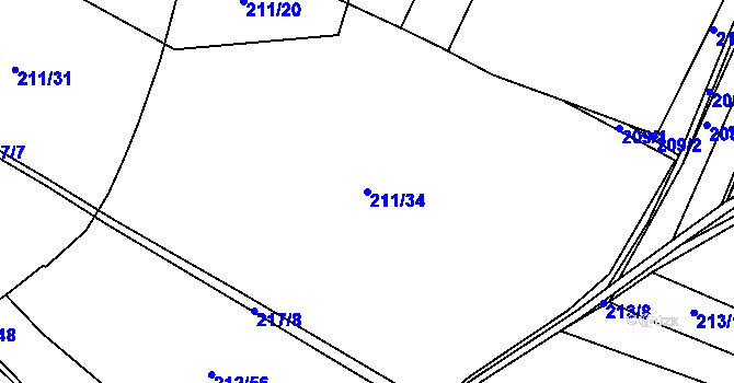 Parcela st. 211/34 v KÚ Skramníky, Katastrální mapa