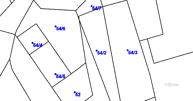 Parcela st. 54/2 v KÚ Žhery, Katastrální mapa