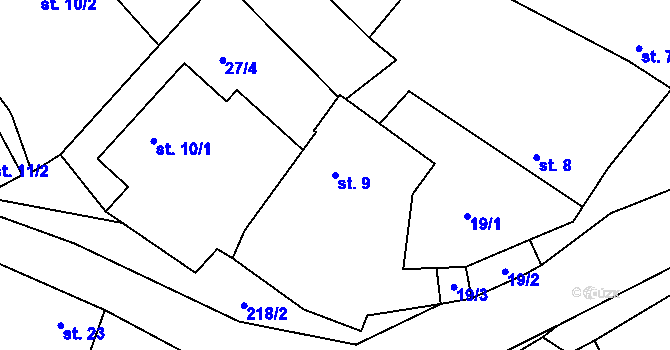 Parcela st. 9 v KÚ Skramouš, Katastrální mapa