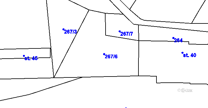 Parcela st. 267/6 v KÚ Skramouš, Katastrální mapa
