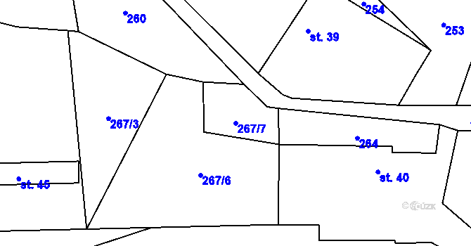 Parcela st. 267/7 v KÚ Skramouš, Katastrální mapa