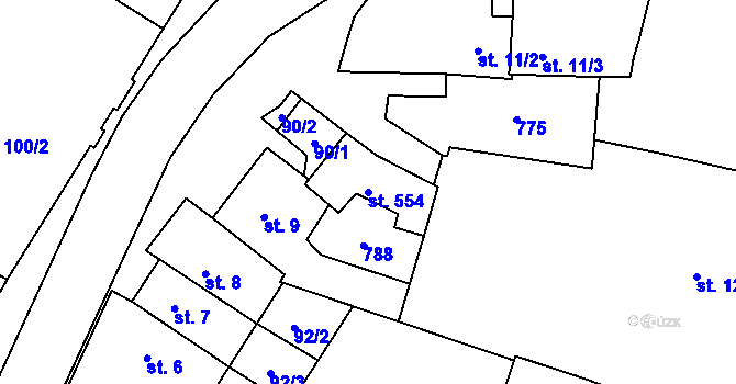 Parcela st. 554 v KÚ Skrbeň, Katastrální mapa