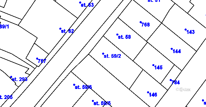 Parcela st. 59/2 v KÚ Skrbeň, Katastrální mapa