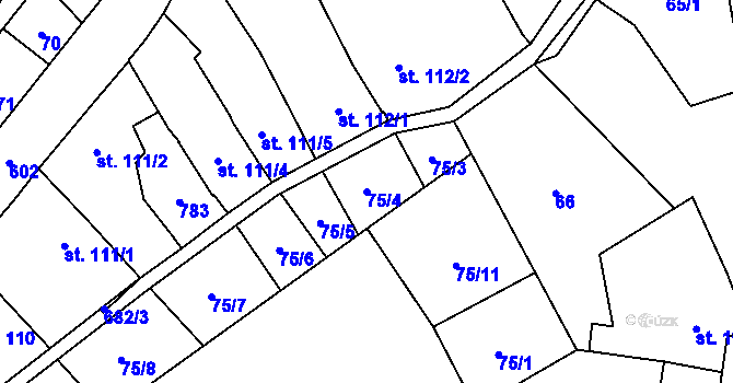 Parcela st. 75/4 v KÚ Skrbeň, Katastrální mapa