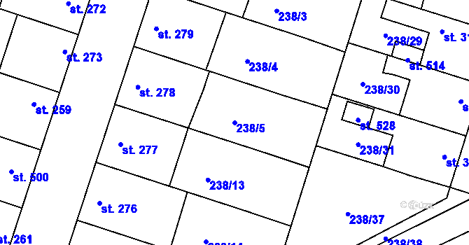Parcela st. 238/5 v KÚ Skrbeň, Katastrální mapa