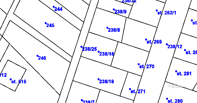 Parcela st. 238/18 v KÚ Skrbeň, Katastrální mapa