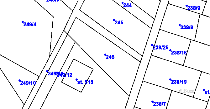 Parcela st. 246 v KÚ Skrbeň, Katastrální mapa