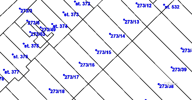 Parcela st. 273/15 v KÚ Skrbeň, Katastrální mapa