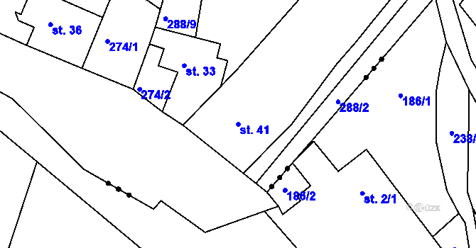 Parcela st. 41 v KÚ Skrchov, Katastrální mapa