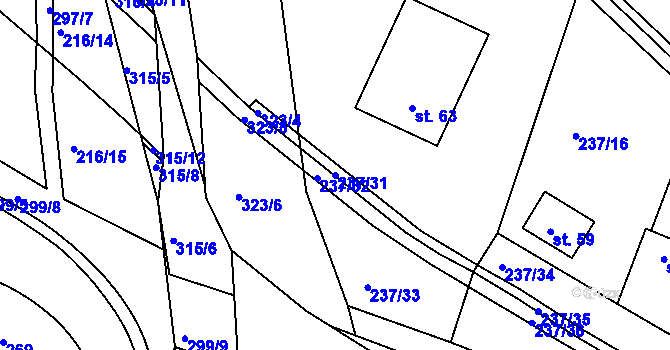 Parcela st. 237/31 v KÚ Skrchov, Katastrální mapa