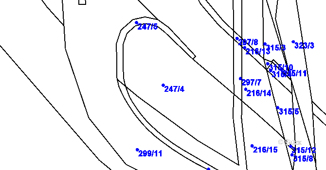 Parcela st. 247/4 v KÚ Skrchov, Katastrální mapa