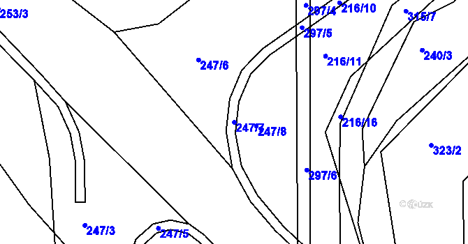 Parcela st. 247/7 v KÚ Skrchov, Katastrální mapa