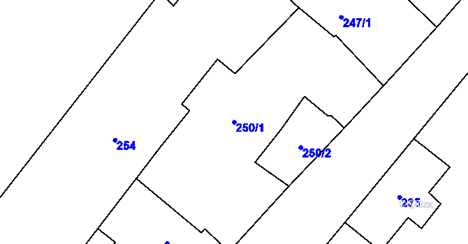 Parcela st. 250/1 v KÚ Skršice, Katastrální mapa