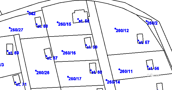 Parcela st. 59 v KÚ Dobrčice u Skršína, Katastrální mapa