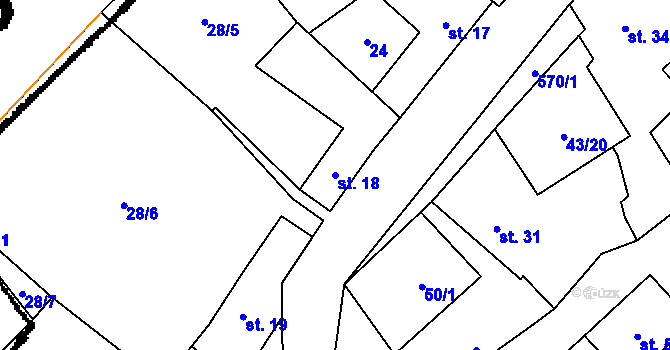 Parcela st. 18 v KÚ Skršín, Katastrální mapa