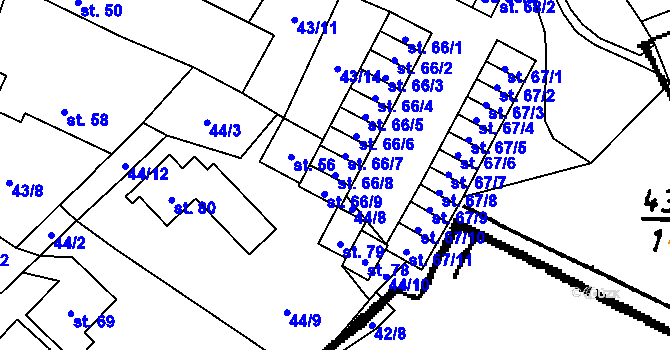 Parcela st. 66/8 v KÚ Skršín, Katastrální mapa