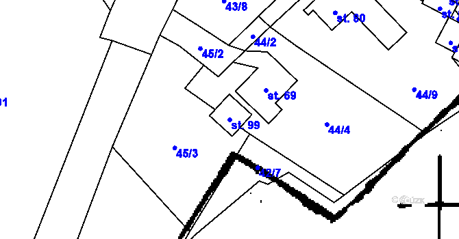 Parcela st. 99 v KÚ Skršín, Katastrální mapa