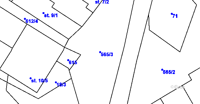 Parcela st. 565/3 v KÚ Skršín, Katastrální mapa