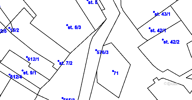 Parcela st. 576/3 v KÚ Skršín, Katastrální mapa