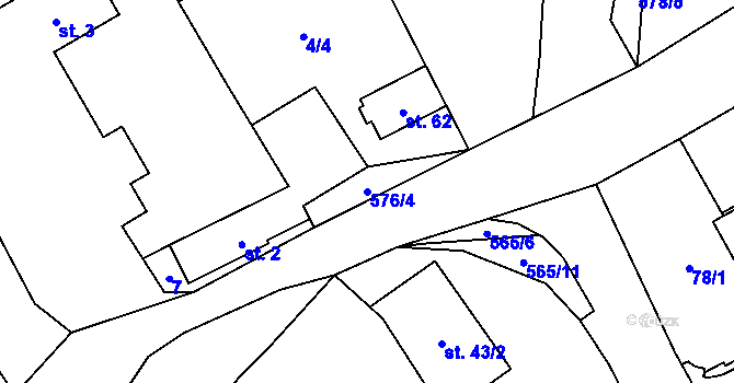 Parcela st. 576/4 v KÚ Skršín, Katastrální mapa
