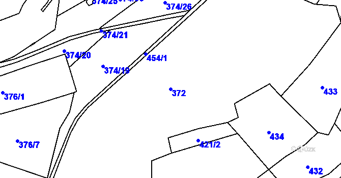 Parcela st. 372 v KÚ Skrýchov, Katastrální mapa