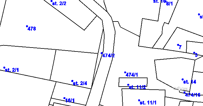 Parcela st. 474/2 v KÚ Skrýchov, Katastrální mapa