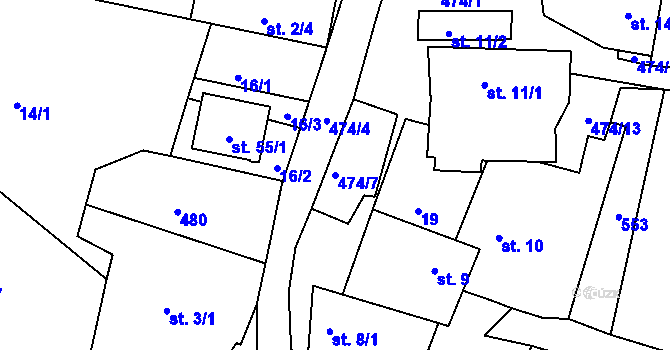 Parcela st. 474/7 v KÚ Skrýchov, Katastrální mapa
