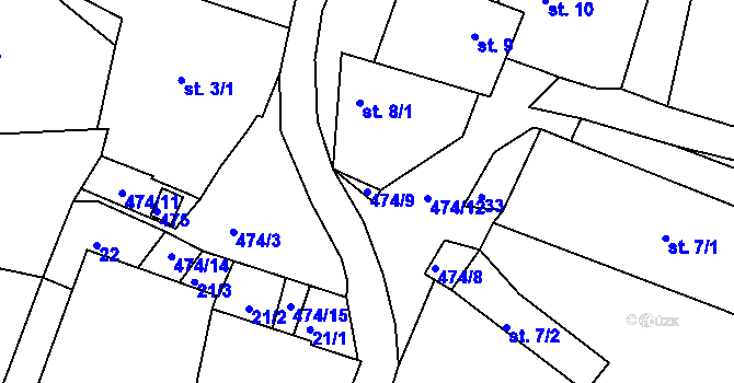 Parcela st. 474/9 v KÚ Skrýchov, Katastrální mapa