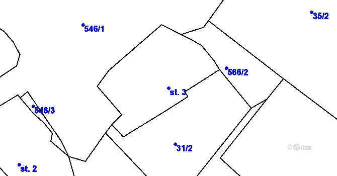 Parcela st. 3 v KÚ Dudov, Katastrální mapa