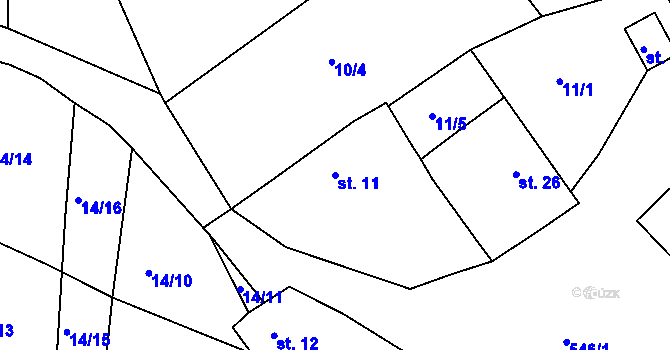 Parcela st. 11 v KÚ Dudov, Katastrální mapa