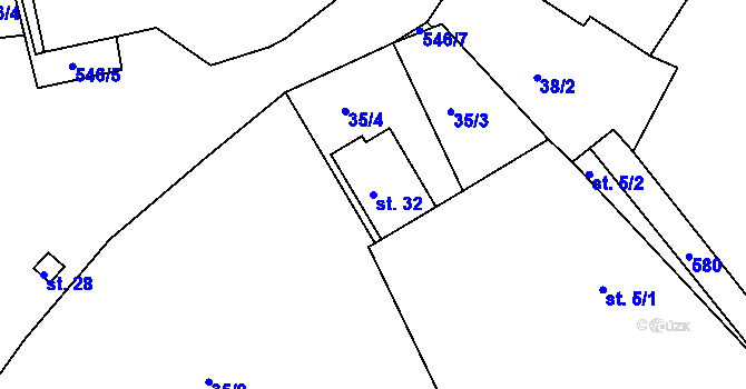 Parcela st. 32 v KÚ Dudov, Katastrální mapa