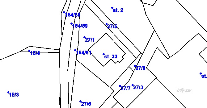 Parcela st. 33 v KÚ Dudov, Katastrální mapa
