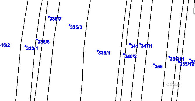 Parcela st. 335/1 v KÚ Dudov, Katastrální mapa