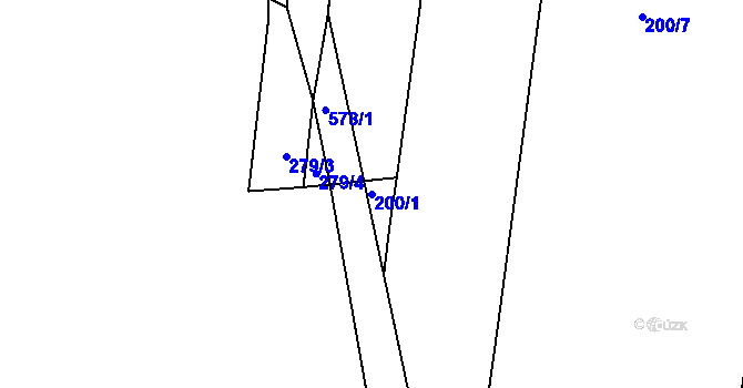 Parcela st. 200/1 v KÚ Dudov, Katastrální mapa