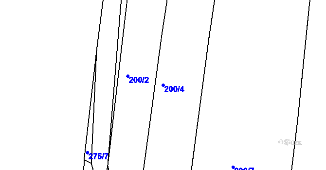 Parcela st. 200/4 v KÚ Dudov, Katastrální mapa