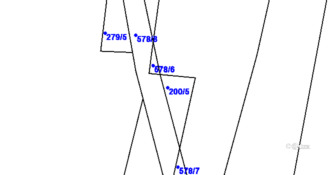 Parcela st. 200/5 v KÚ Dudov, Katastrální mapa