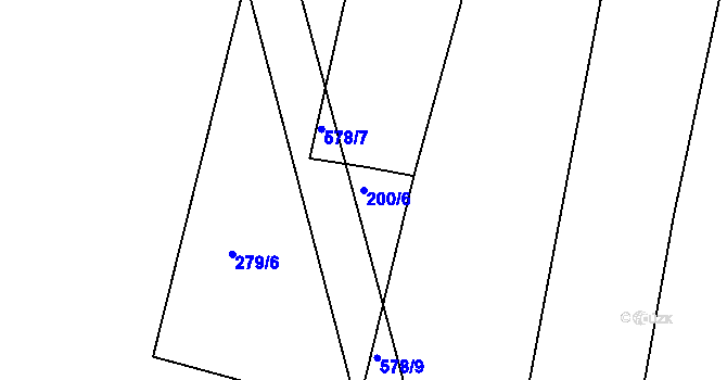 Parcela st. 200/6 v KÚ Dudov, Katastrální mapa
