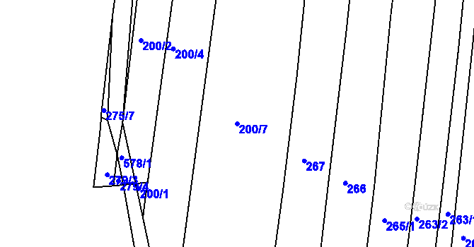 Parcela st. 200/7 v KÚ Dudov, Katastrální mapa
