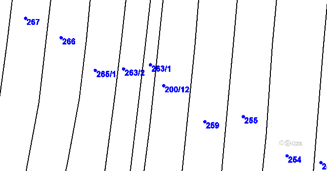 Parcela st. 200/12 v KÚ Dudov, Katastrální mapa